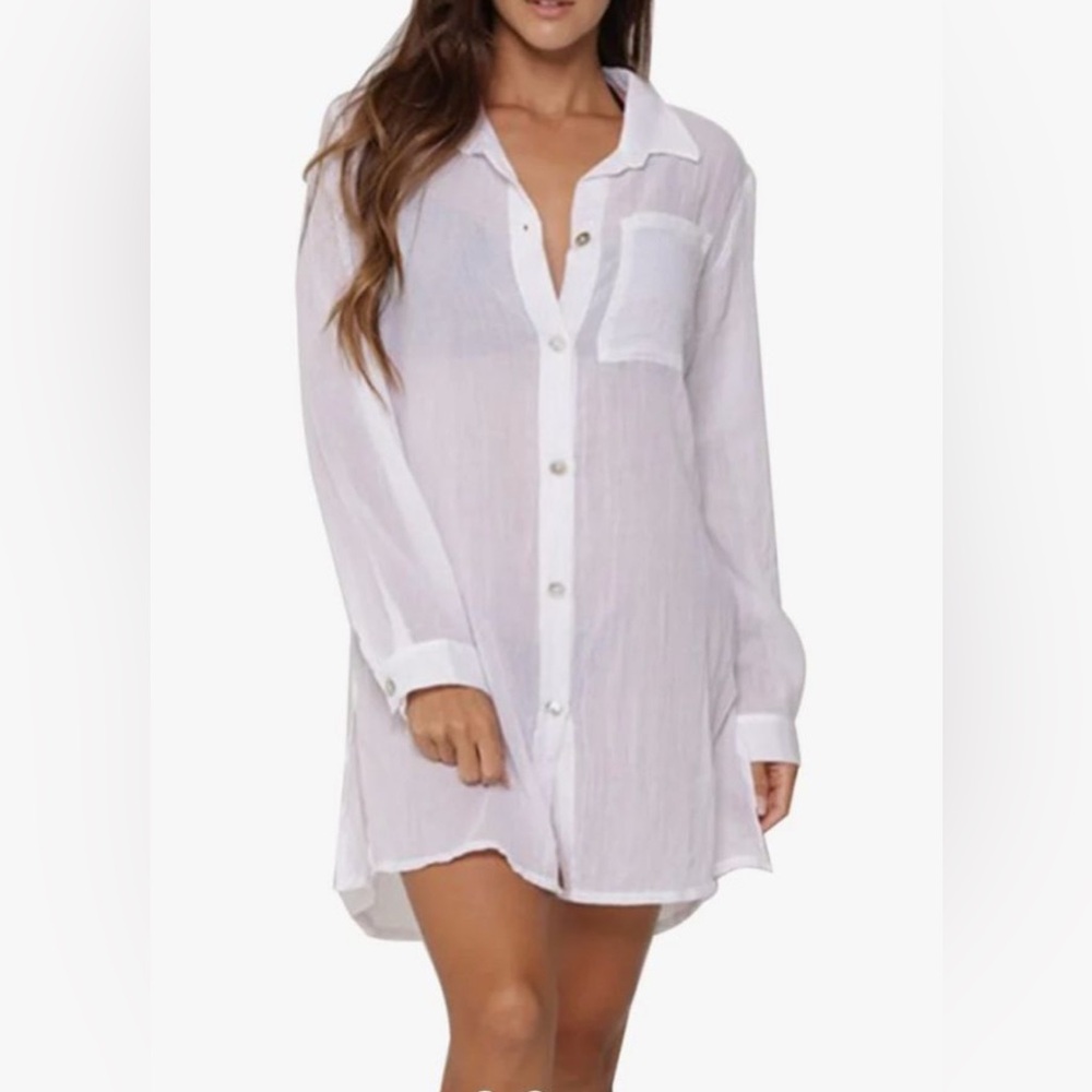 J Valdi Women's Bermuda Button-Front Big Shirt Cover-Up.